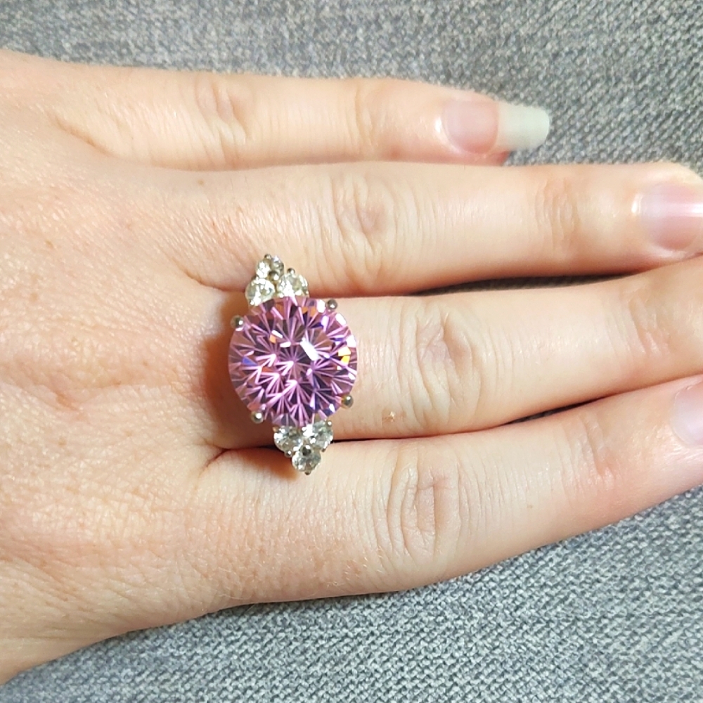 Pink Lab Sapphire and 925 Silver Women's Ring